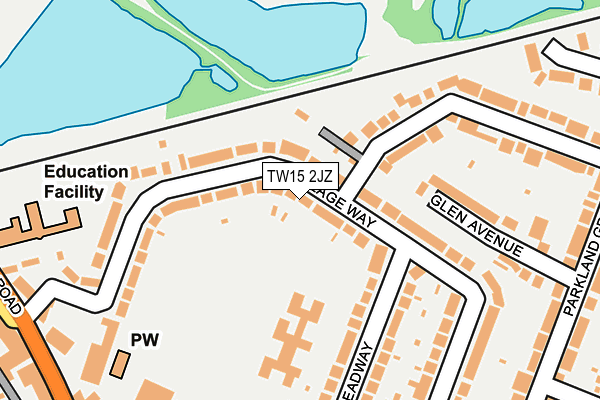 TW15 2JZ map - OS OpenMap – Local (Ordnance Survey)