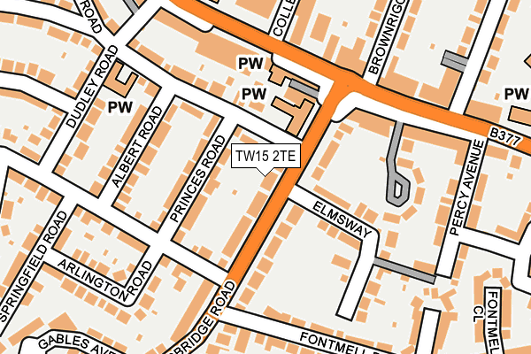 TW15 2TE map - OS OpenMap – Local (Ordnance Survey)