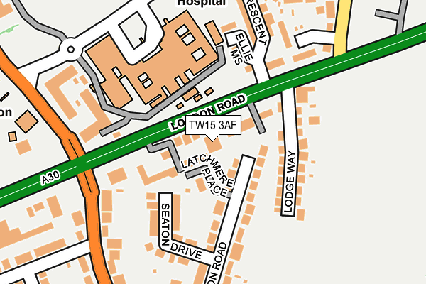 TW15 3AF map - OS OpenMap – Local (Ordnance Survey)