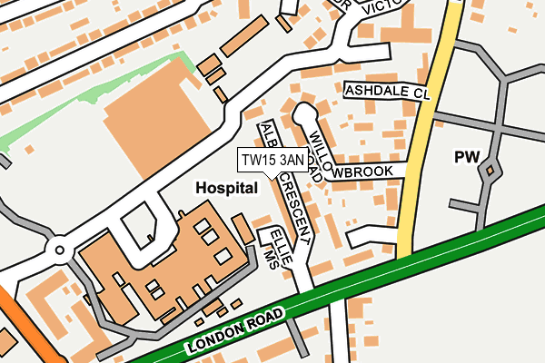 TW15 3AN map - OS OpenMap – Local (Ordnance Survey)