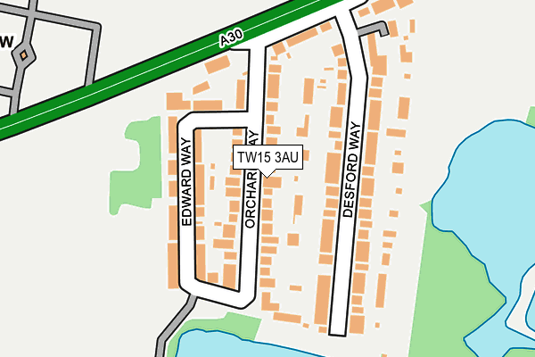TW15 3AU map - OS OpenMap – Local (Ordnance Survey)
