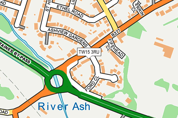 TW15 3RU map - OS OpenMap – Local (Ordnance Survey)