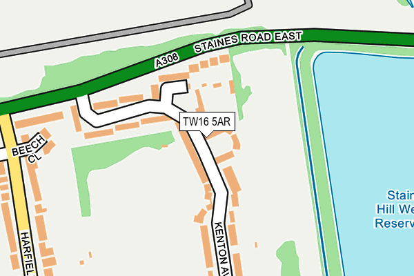 TW16 5AR map - OS OpenMap – Local (Ordnance Survey)
