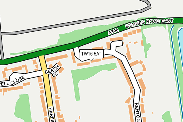 TW16 5AT map - OS OpenMap – Local (Ordnance Survey)