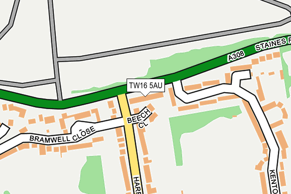 TW16 5AU map - OS OpenMap – Local (Ordnance Survey)