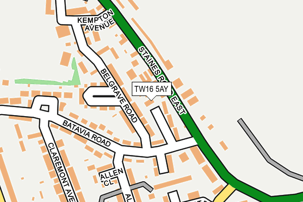 TW16 5AY map - OS OpenMap – Local (Ordnance Survey)