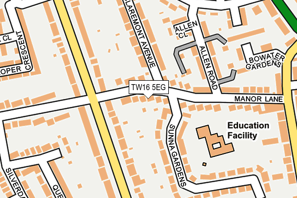 TW16 5EG map - OS OpenMap – Local (Ordnance Survey)