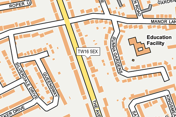 TW16 5EX map - OS OpenMap – Local (Ordnance Survey)