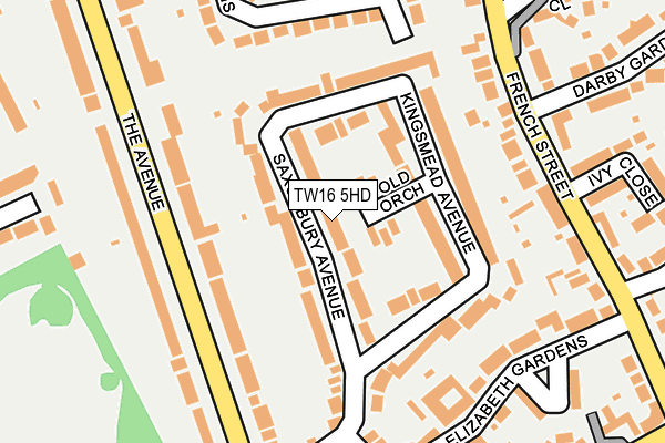 TW16 5HD map - OS OpenMap – Local (Ordnance Survey)