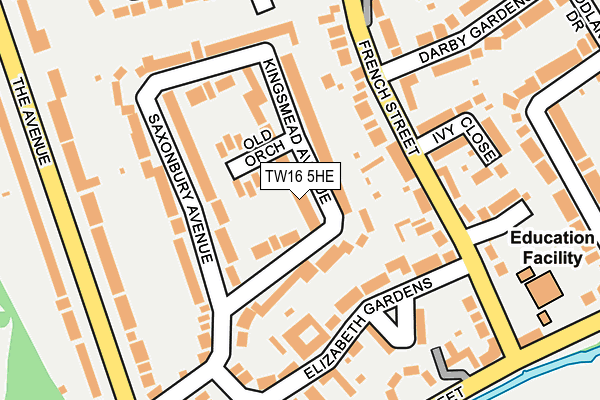 TW16 5HE map - OS OpenMap – Local (Ordnance Survey)