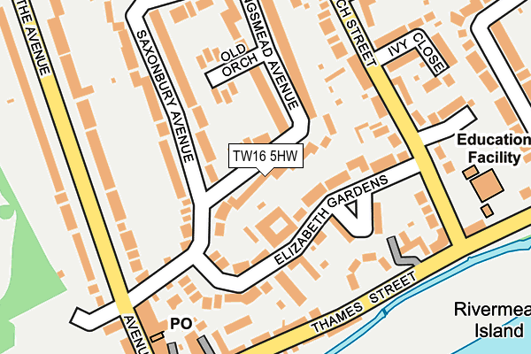 TW16 5HW map - OS OpenMap – Local (Ordnance Survey)