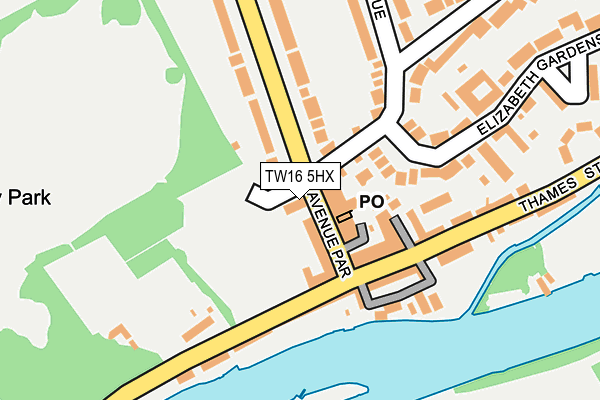 TW16 5HX map - OS OpenMap – Local (Ordnance Survey)