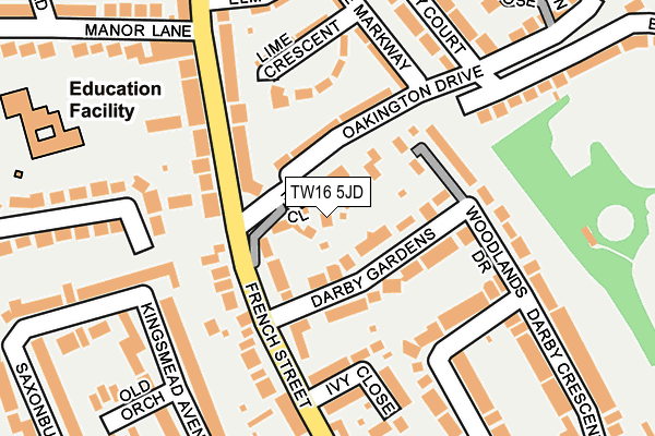 TW16 5JD map - OS OpenMap – Local (Ordnance Survey)