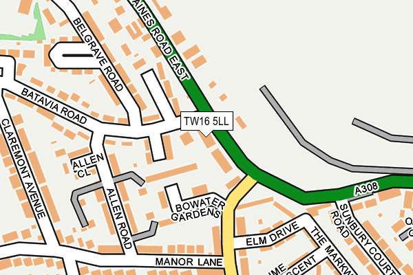 TW16 5LL map - OS OpenMap – Local (Ordnance Survey)