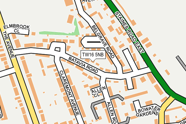 TW16 5NB map - OS OpenMap – Local (Ordnance Survey)