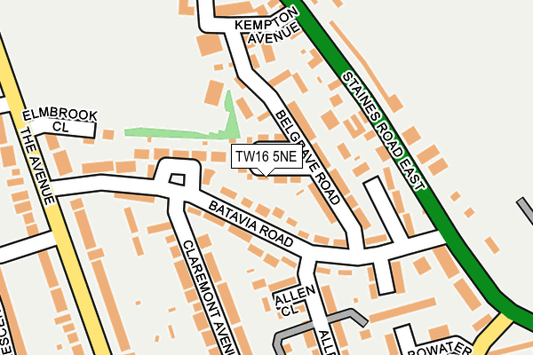 TW16 5NE map - OS OpenMap – Local (Ordnance Survey)