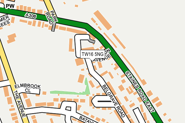TW16 5NG map - OS OpenMap – Local (Ordnance Survey)