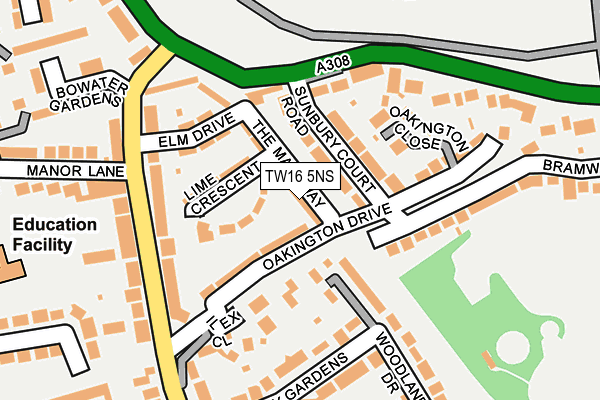 TW16 5NS map - OS OpenMap – Local (Ordnance Survey)