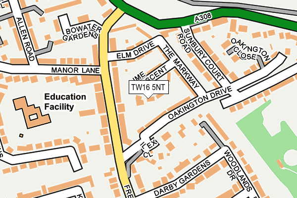 TW16 5NT map - OS OpenMap – Local (Ordnance Survey)