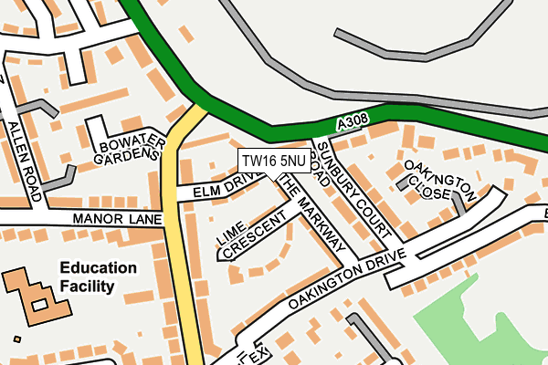 TW16 5NU map - OS OpenMap – Local (Ordnance Survey)