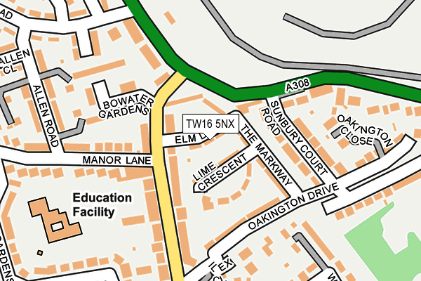 TW16 5NX map - OS OpenMap – Local (Ordnance Survey)