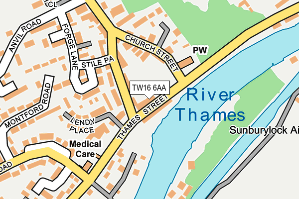 TW16 6AA map - OS OpenMap – Local (Ordnance Survey)