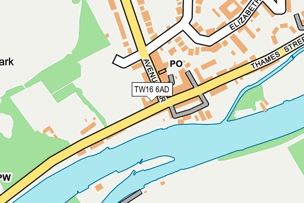 TW16 6AD map - OS OpenMap – Local (Ordnance Survey)