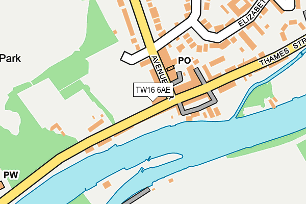 TW16 6AE map - OS OpenMap – Local (Ordnance Survey)