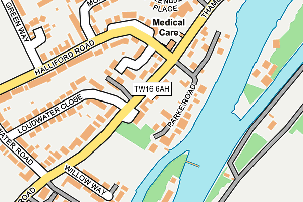 TW16 6AH map - OS OpenMap – Local (Ordnance Survey)