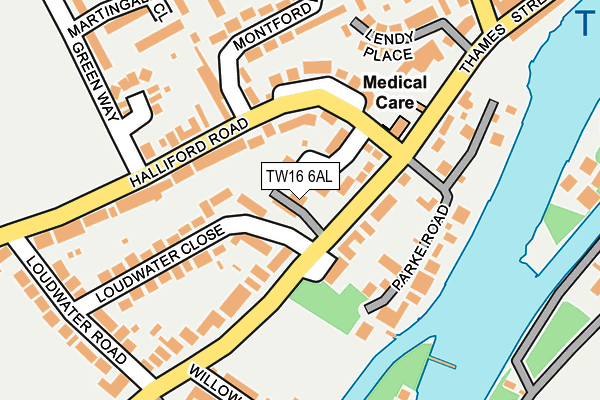 TW16 6AL map - OS OpenMap – Local (Ordnance Survey)