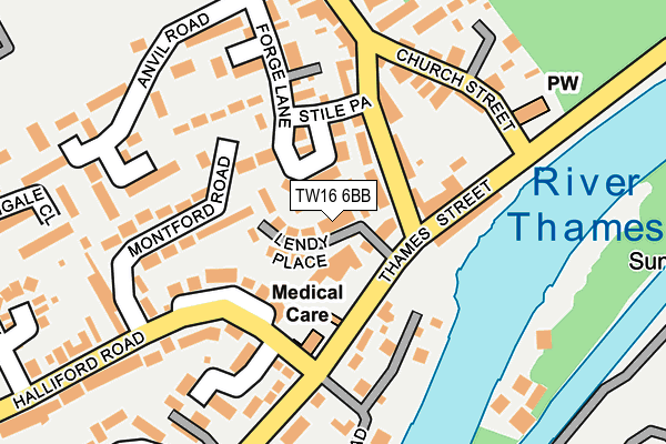 TW16 6BB map - OS OpenMap – Local (Ordnance Survey)