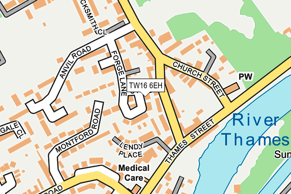 TW16 6EH map - OS OpenMap – Local (Ordnance Survey)