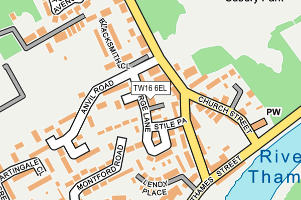 TW16 6EL map - OS OpenMap – Local (Ordnance Survey)