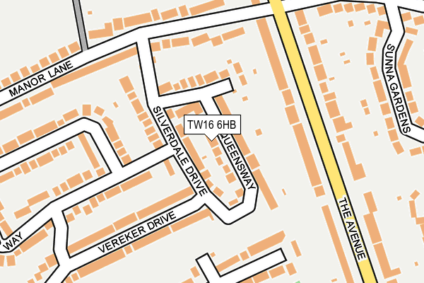 TW16 6HB map - OS OpenMap – Local (Ordnance Survey)