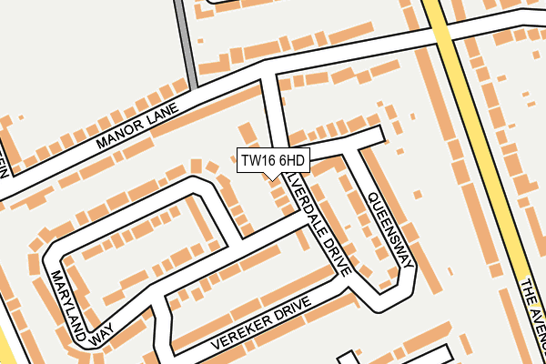 TW16 6HD map - OS OpenMap – Local (Ordnance Survey)