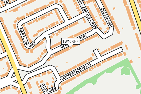 TW16 6HF map - OS OpenMap – Local (Ordnance Survey)
