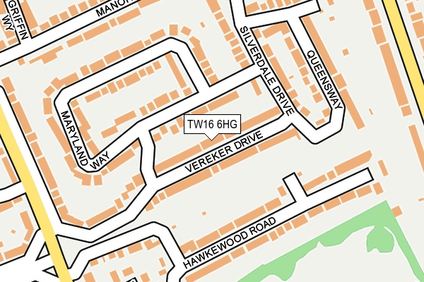 TW16 6HG map - OS OpenMap – Local (Ordnance Survey)