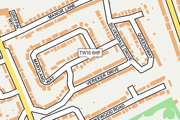 TW16 6HP map - OS OpenMap – Local (Ordnance Survey)