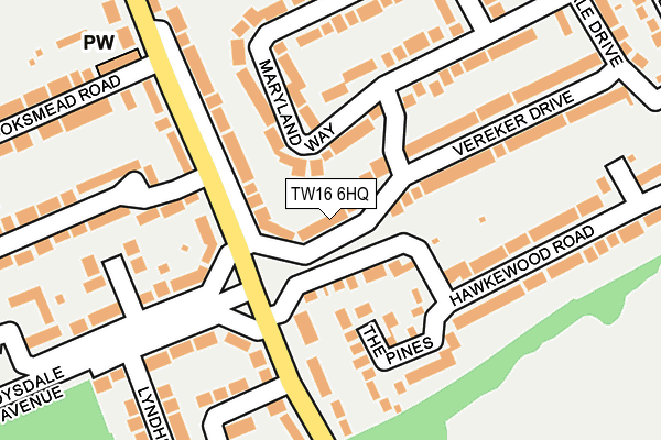 TW16 6HQ map - OS OpenMap – Local (Ordnance Survey)