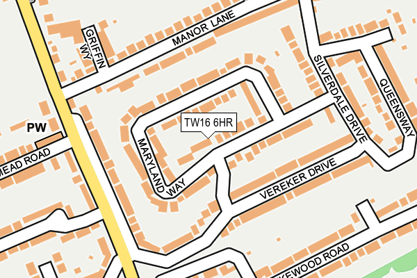 TW16 6HR map - OS OpenMap – Local (Ordnance Survey)