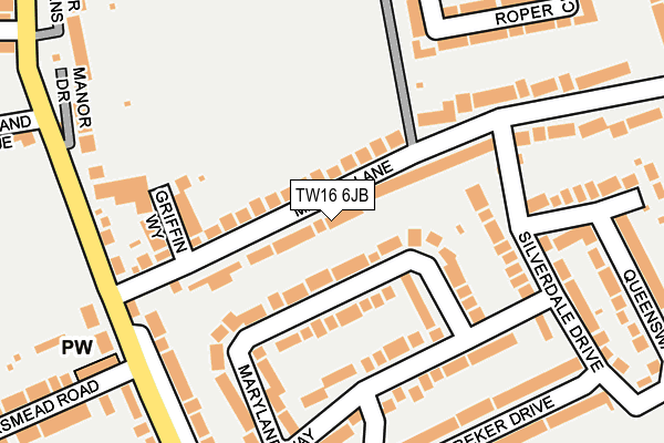 TW16 6JB map - OS OpenMap – Local (Ordnance Survey)