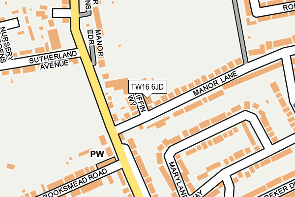 TW16 6JD map - OS OpenMap – Local (Ordnance Survey)