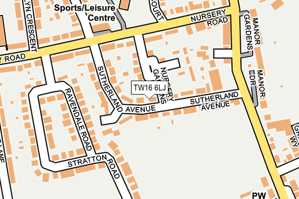 TW16 6LJ map - OS OpenMap – Local (Ordnance Survey)