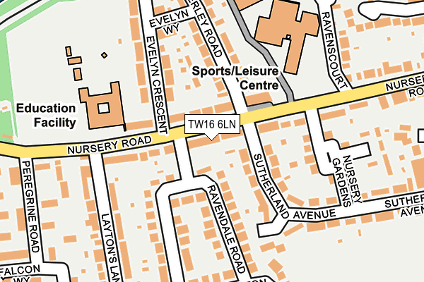 TW16 6LN map - OS OpenMap – Local (Ordnance Survey)