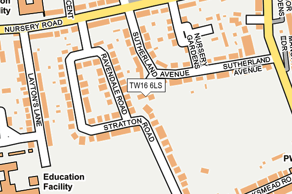 TW16 6LS map - OS OpenMap – Local (Ordnance Survey)