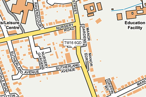 TW16 6QD map - OS OpenMap – Local (Ordnance Survey)