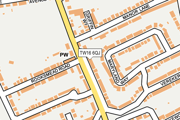 TW16 6QJ map - OS OpenMap – Local (Ordnance Survey)