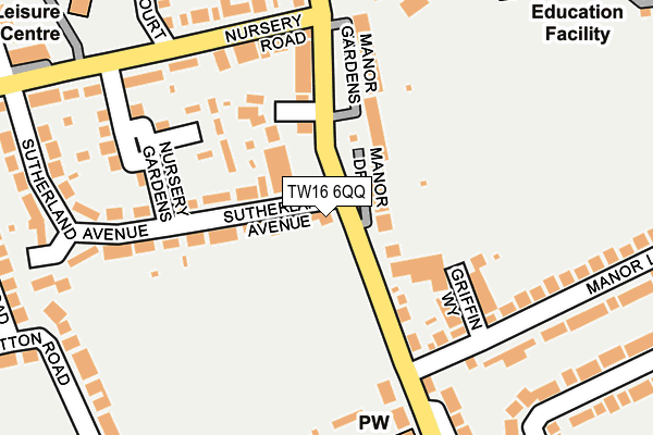 TW16 6QQ map - OS OpenMap – Local (Ordnance Survey)
