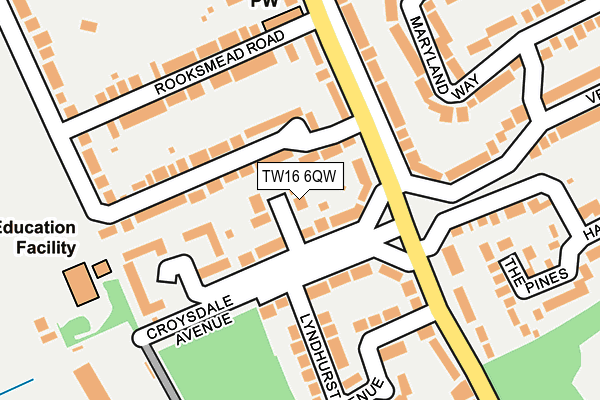 TW16 6QW map - OS OpenMap – Local (Ordnance Survey)