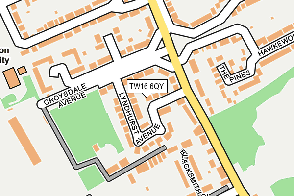 TW16 6QY map - OS OpenMap – Local (Ordnance Survey)